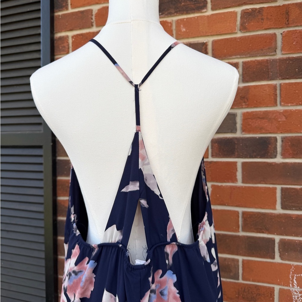 Navy Floral Maxi Dress - Pink & White Blooms - Picture 4 of 4